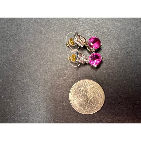 Lab purple sapphire and topaz sterling silver earrings - Picture 8 of 16